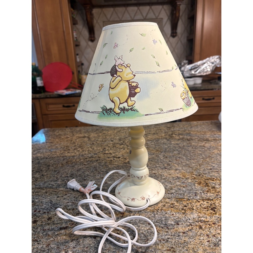 Vintage Disney Winnie the Pooh Table Lamp with Shade Nursery Decor Cream Honey